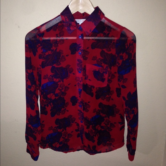 Sheer floral button up