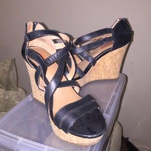 *brand new black and cork wedges!
