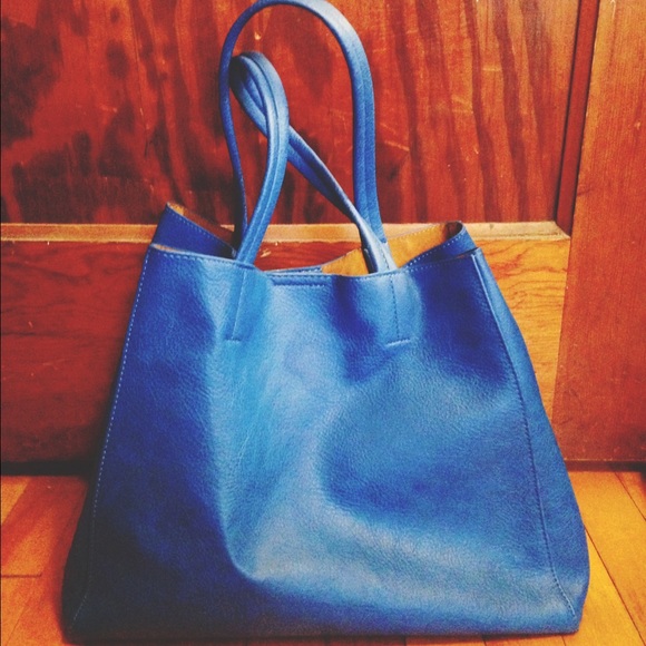 Blue Leather Tote
