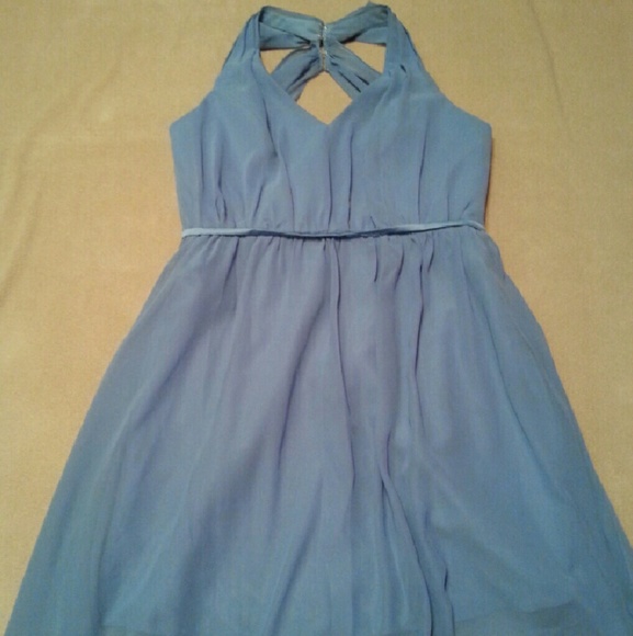 Alfred Angelo 16W knee length blue gray dress