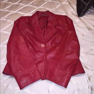 Soft 100% red leather crop jacket