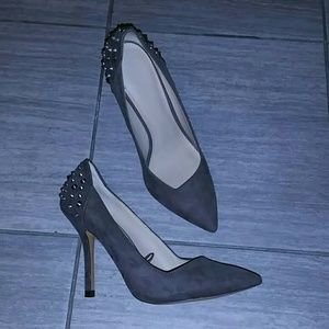 Grey suede pumps