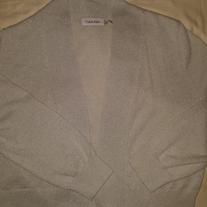 silver Calvin Klein cropped cardigan sweater