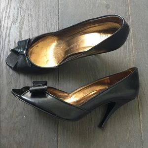 Zara black open toe with bow heel - worn twice