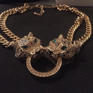 final sale- Leopard necklace rhinestone emeralds