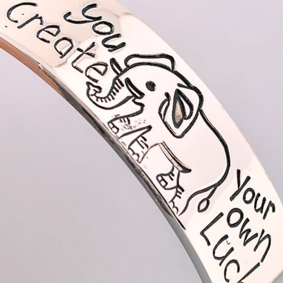 Silver "Create Your Own Luck" Cuff - Picture 2 of 2