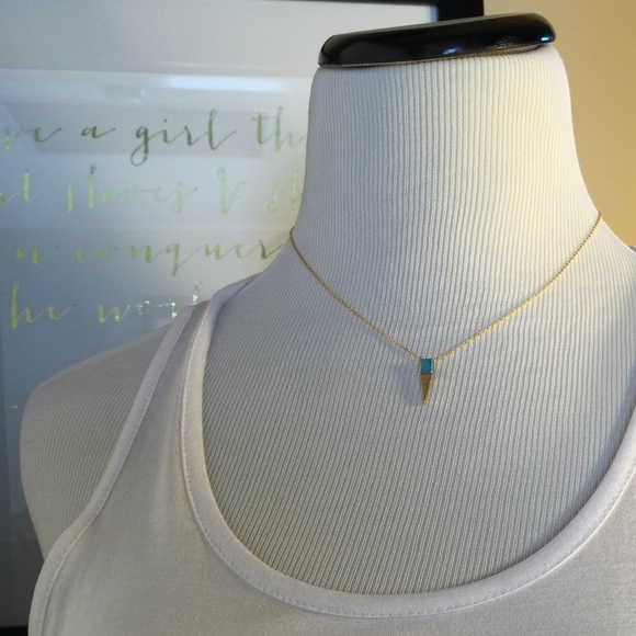 LAST ONE!Gold Necklace with Marble Turquoise Stone - Picture 2 of 4