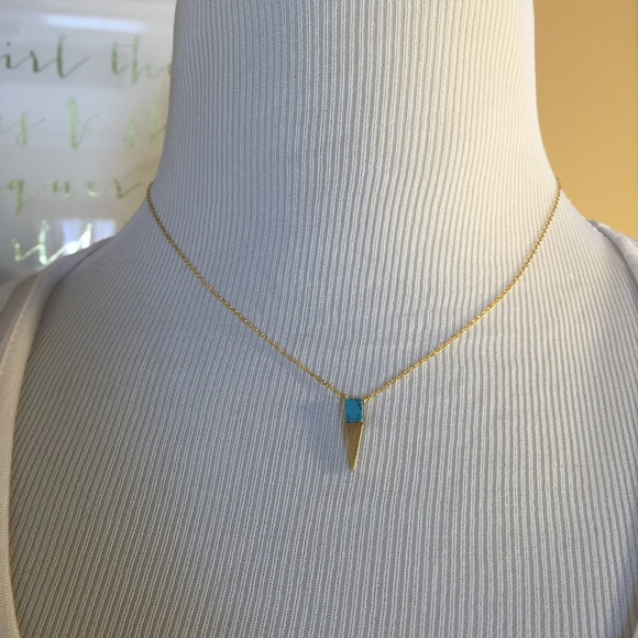 LAST ONE!Gold Necklace with Marble Turquoise Stone - Picture 3 of 4