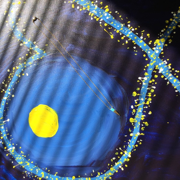 LAST ONE!Gold Necklace with Marble Turquoise Stone - Picture 4 of 4