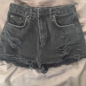 Topshop black moto denim short shorts