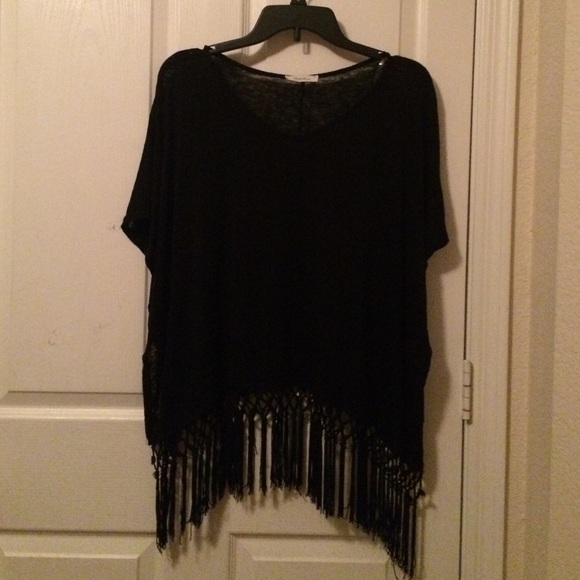 Black top with bottom fringe