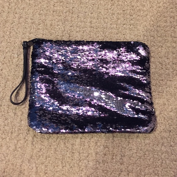 Gap silver/purple sequin purse never used