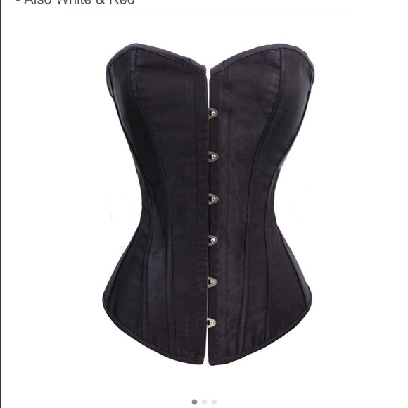 Black Satin Sexy Strong Boned Corset Lace Up Top