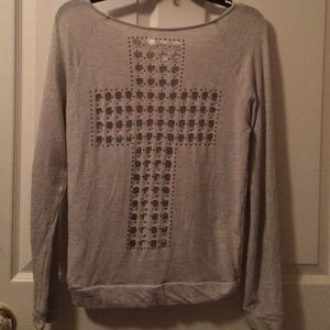 Gray Top with Cross cut out