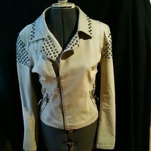 Cream  Real Leather Jacket