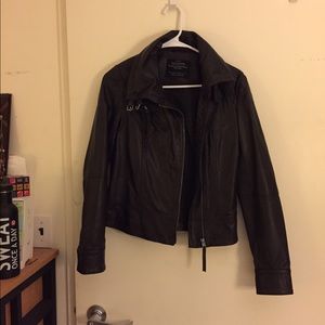 All Saints leather jacket in dark brown