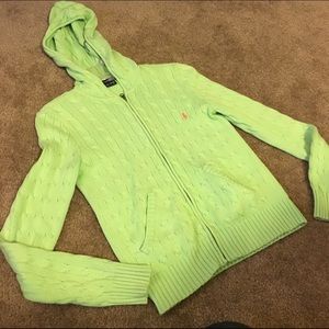 Polo lime green sweater zip up hoodie