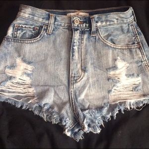 denim high waisted shorts Hollister