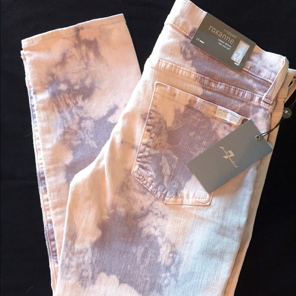 7 For All Mankind NWT Roxanne Crop Cloud Tie Dye - Picture 3 of 8