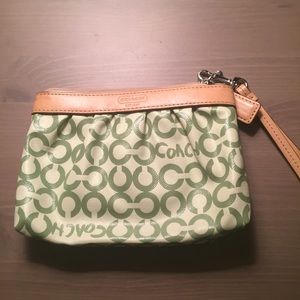 Green Coach wristlet