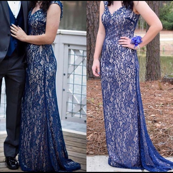 Long bluish purple prom dress