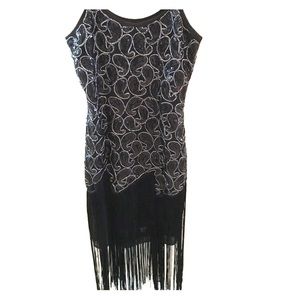 1920's Great Gatsby Style black and silver Dress