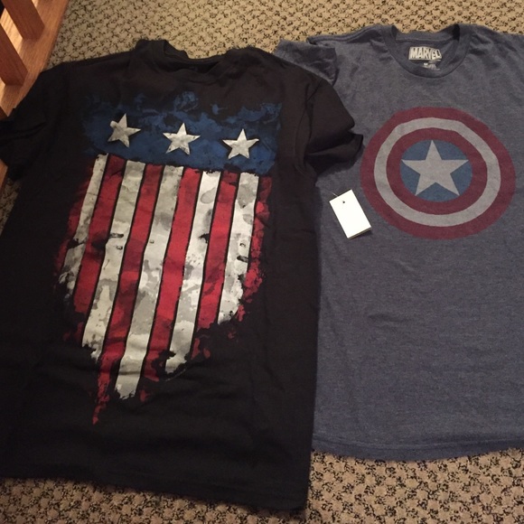Two (2) men's Medium captain America shirts!