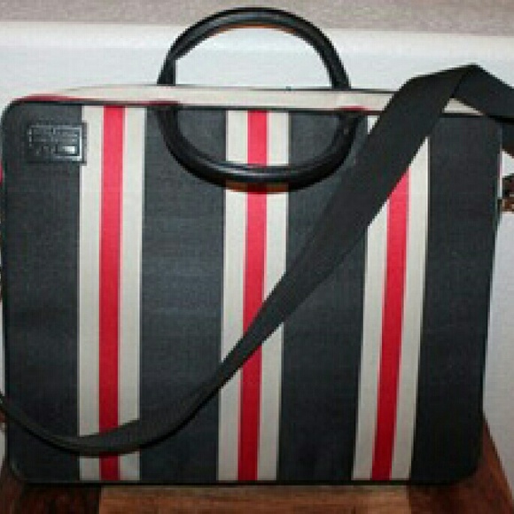 FOSSIL RED BLACK & GRAY COMPUTER BAG, NWOT - Picture 1 of 3