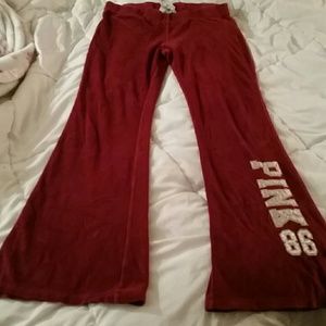 Pink by Victorias secret burgundy velour pants