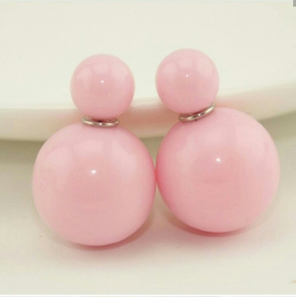 Double Sided Earrings Light Pink
