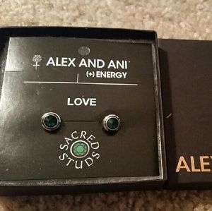Alex and Ani Sacred Stud emerald green earrings