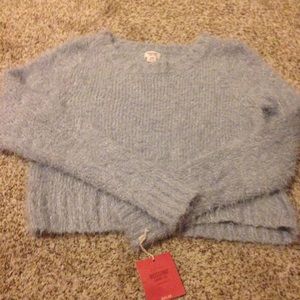 NWT Grey Fuzzy Crop Sweater