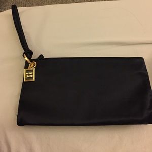 Herve Leger satin clutch black