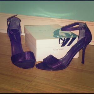 Dark purple satin heels from Nine West