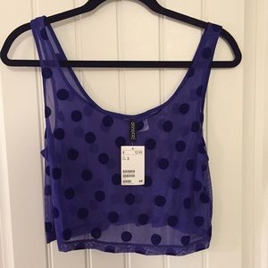Blue polka dot crop top