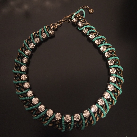 Chunky teal and diamond necklace