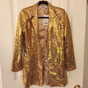 Zaful gold sequin blazer