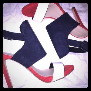 |ZARA| Blue,White and Orange Color Block Sandals|