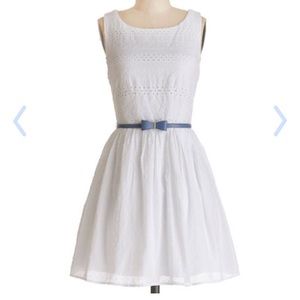 fit & flare spring dress w open back & bow belt