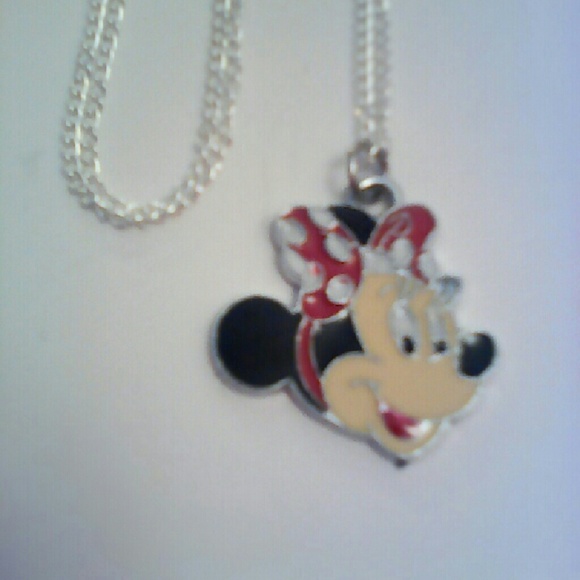 Colorful silver Minnie Mouse pendant necklace