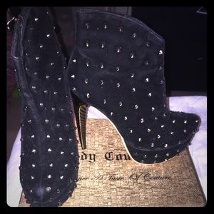 Lady Couture| Black Suede Platform Studded Bootie|