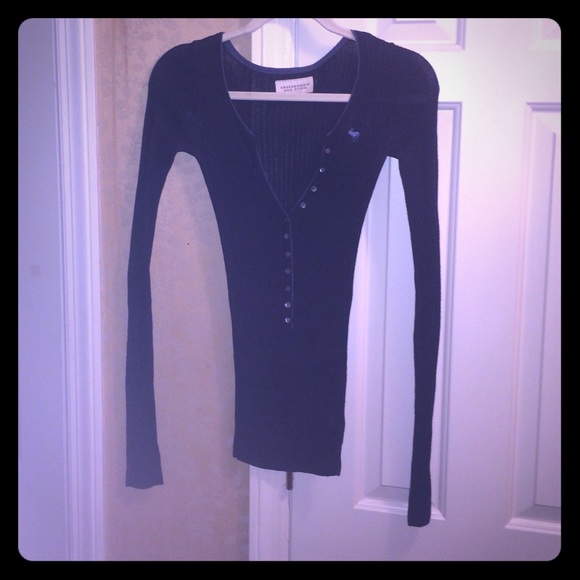 Abercrombie & Fitch Navy Blue Button Front Sweater
