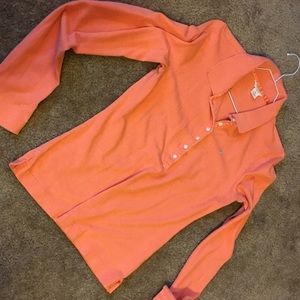 Orange AEO long sleeve polo with teal eagle