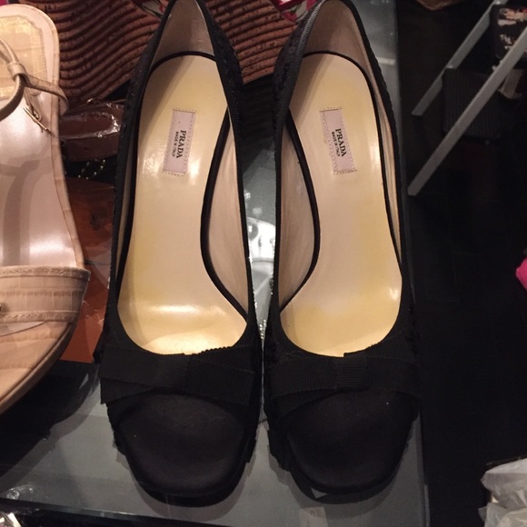 Authentic black sequin Prada heals