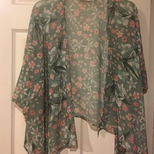 Green floral kimono