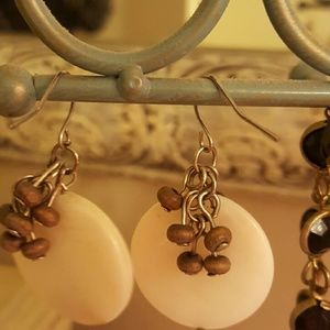 Cream white bead earrings