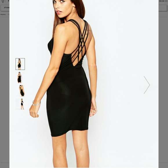 **FINAL** Cross Black Mini Dress in Slinky