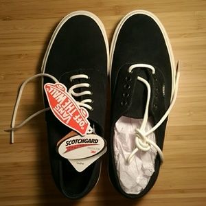 Navy blue suede lace up vans