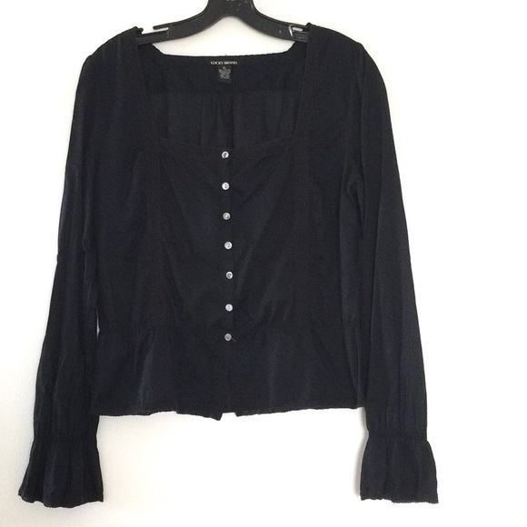 Lucky Brand Flounce-Sleeve Blouse / Top - Picture 2 of 4