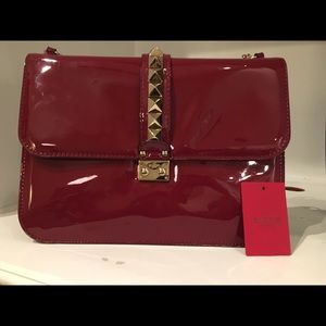 Valentino Rockstud Lock Red Patent Leather  Bag